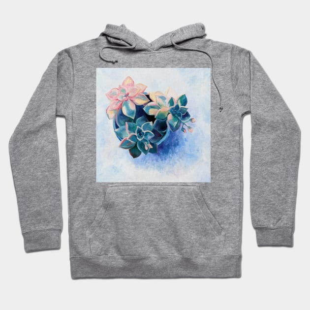 Pastel Succulents - an oil painting on canvas Hoodie by micklyn